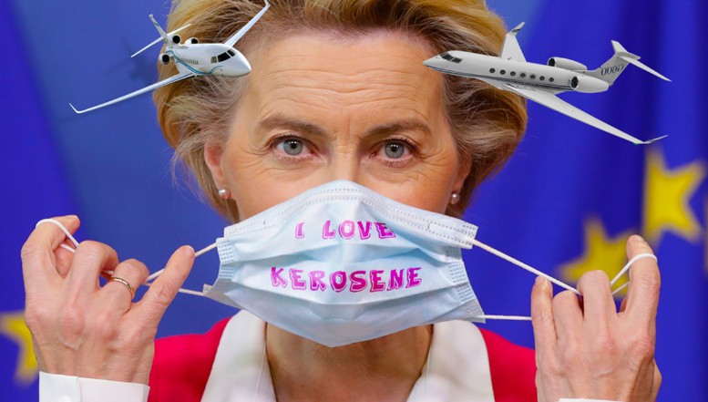 Ipocrizie și activism de paradă: șefa C.E, Ursula von der Leyen, s-a dat 50 de kilometri cu avionul privat, de la Viena la Bratislava
